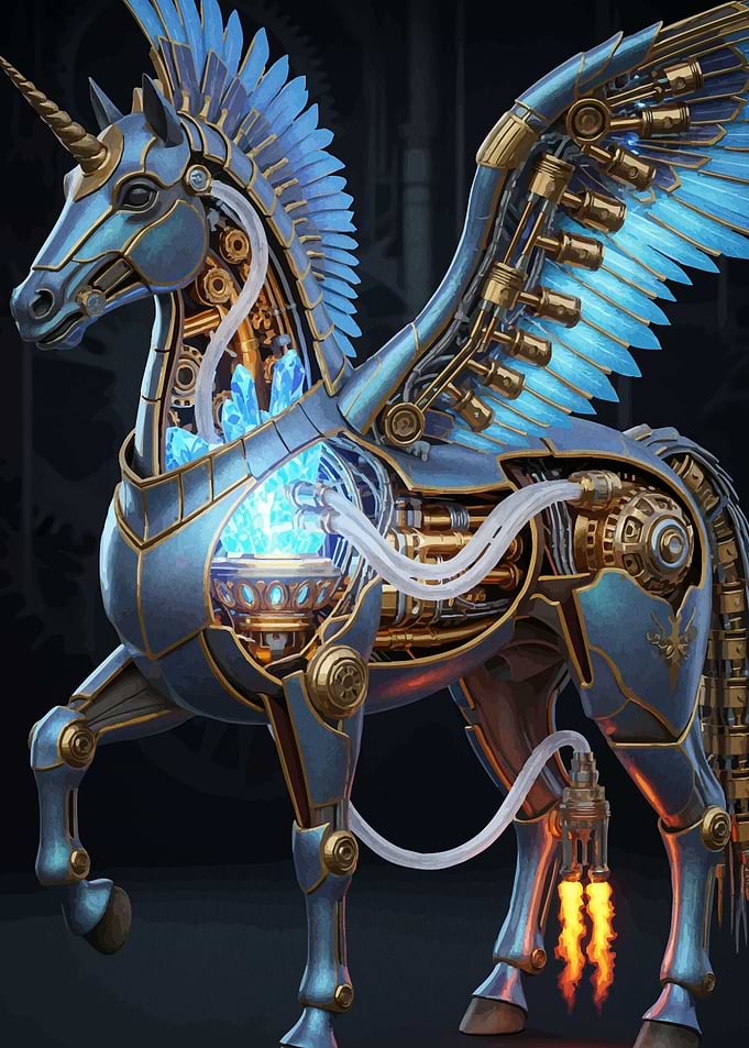 Steampunk Mechanical Unicorn Pegasus