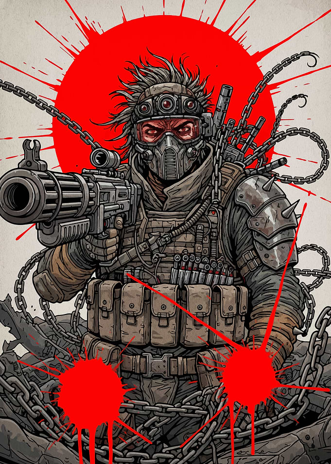 Post-Apocalyptic Warrior with Heavy Weapon
