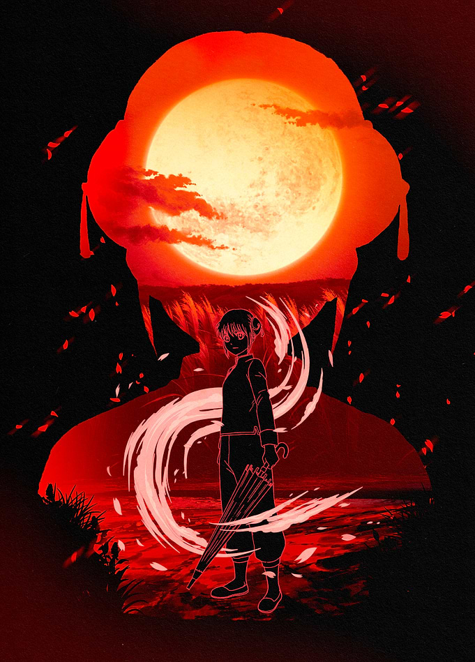 Gintama Kagura Moon Double Exposure