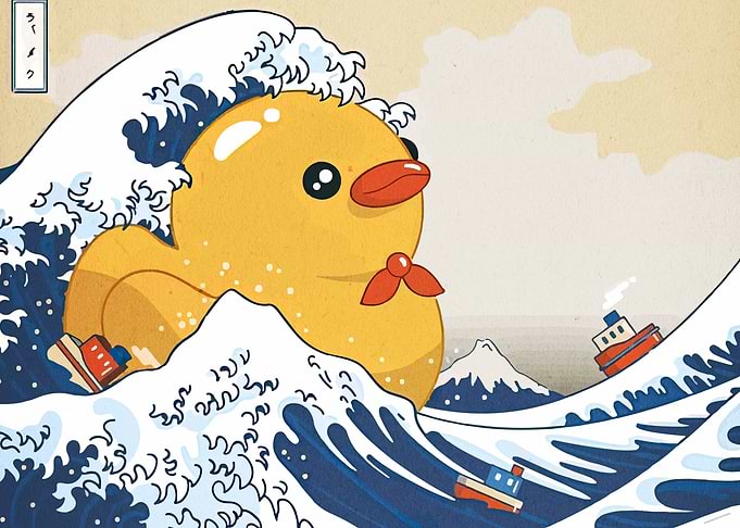 Rubber Duck Great Wave Parody