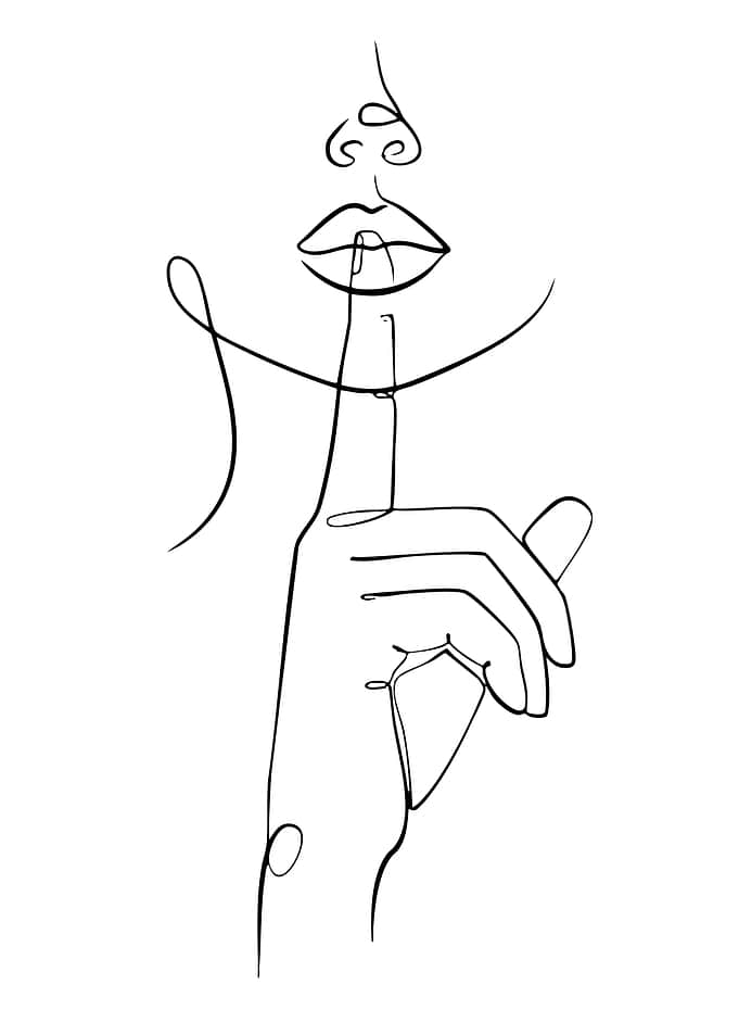 Minimalist Shush Line Art