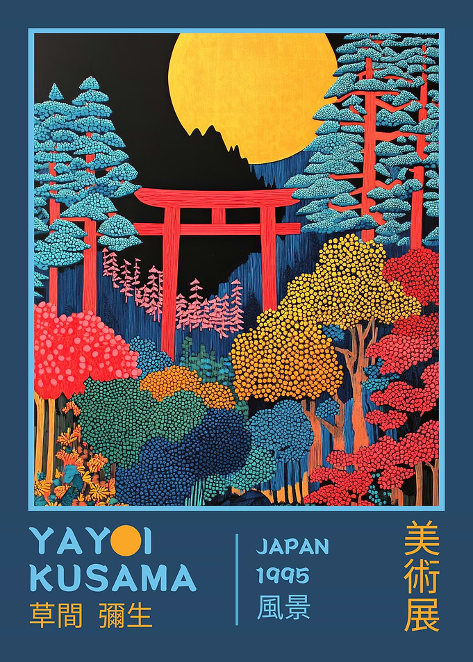 Yayoi Kusama Landscape Retro Exhibition Poster