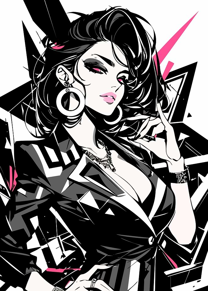 Stylish Woman in Black and White