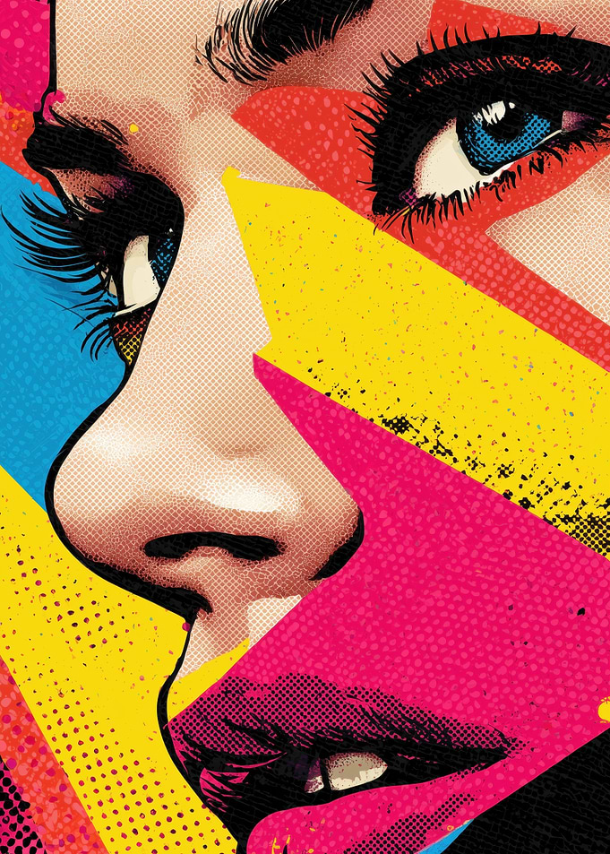 Pop Art Woman's Face Close-Up