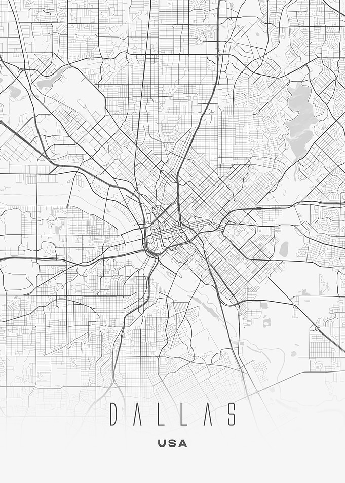 Dallas, USA – Minimalist Metro City Map Art Print
