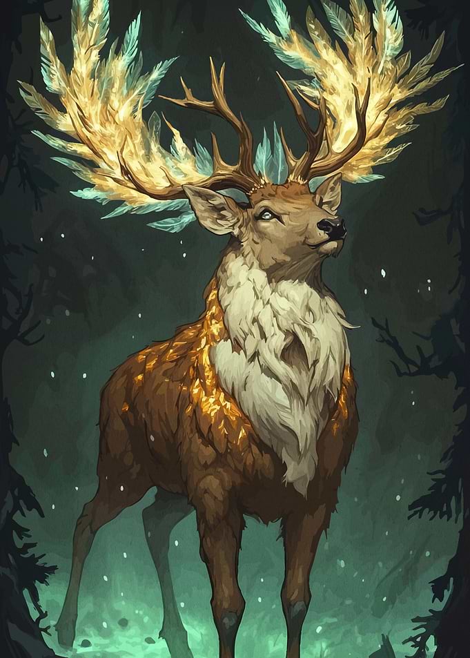 Majestic Deer Feather Antlers