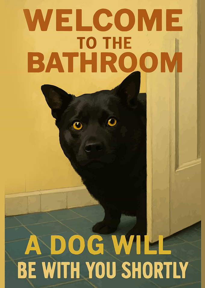 Welcome to the Bathroom Dog Poster