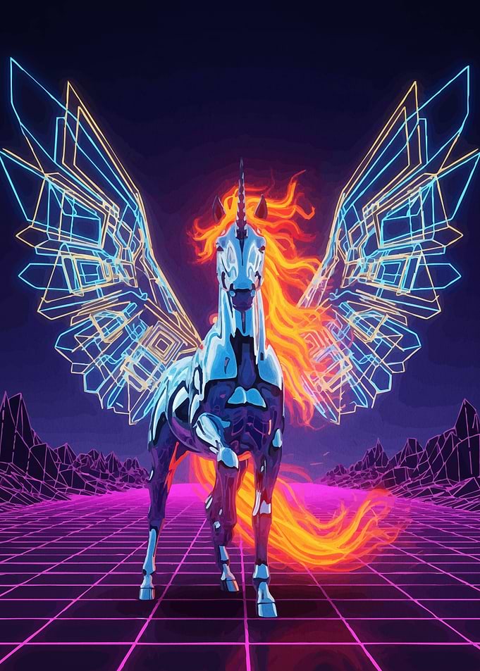 Cyberpunk Unicorn Neon Wings