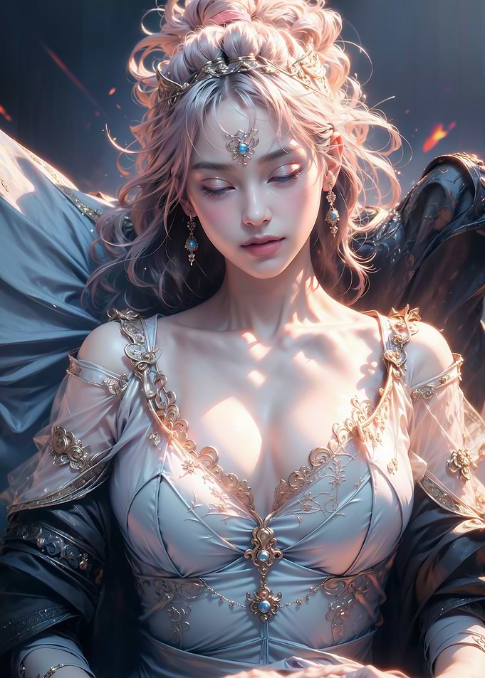 Elegant Woman with Crown and Gown