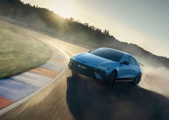 Hyundai Ioniq 6 N drifting on track