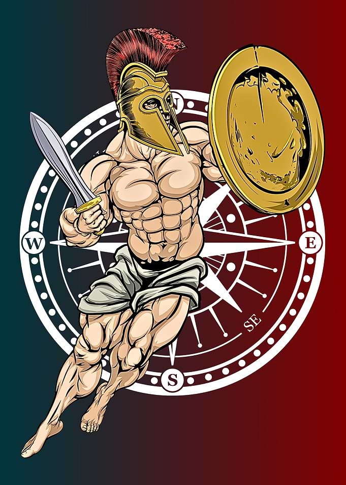 Spartan Warrior with Sword and Shield