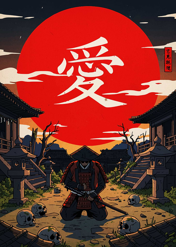 Samurai with Katana in Japanese Setting