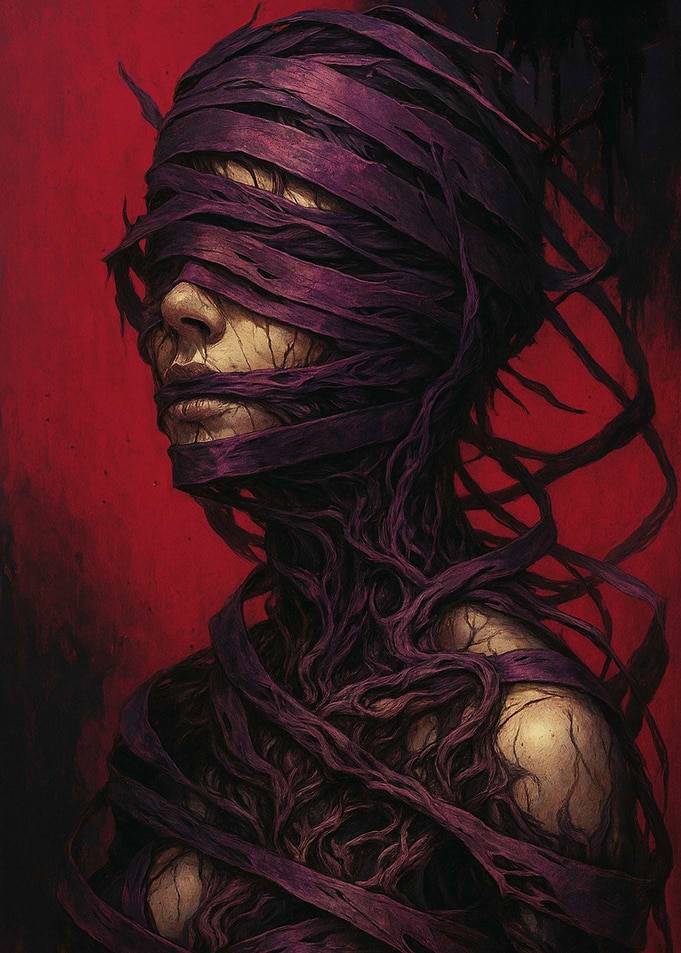 Bound Figure in Red