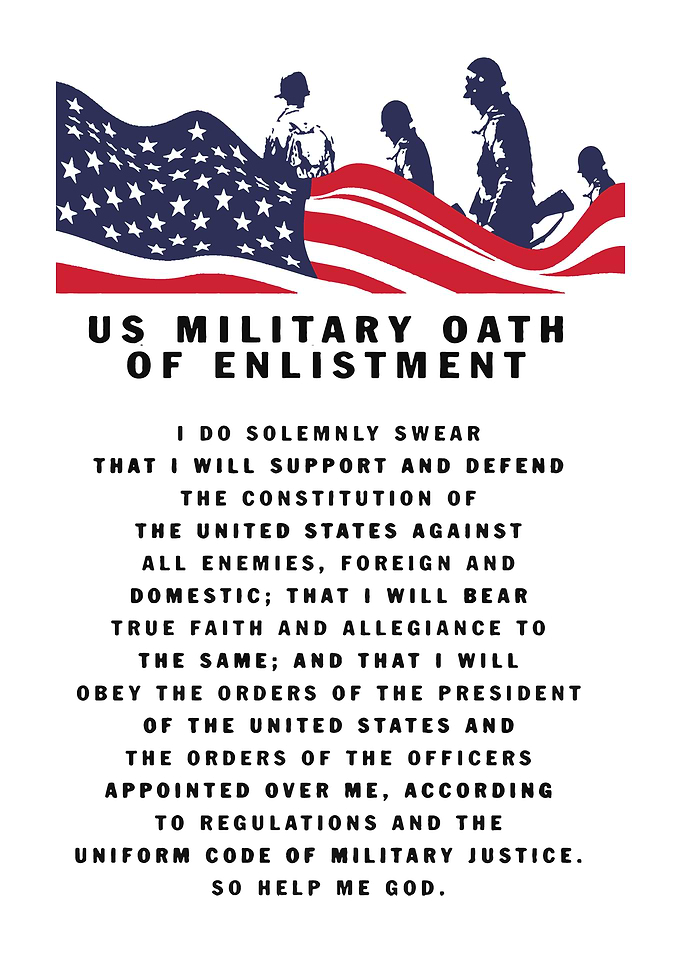 Military Oath of Enlistment - Patriotic American Flag