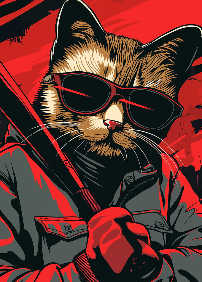 Cool Cat with Baseball Bat