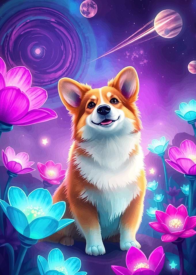 Corgi Space Flower Garden