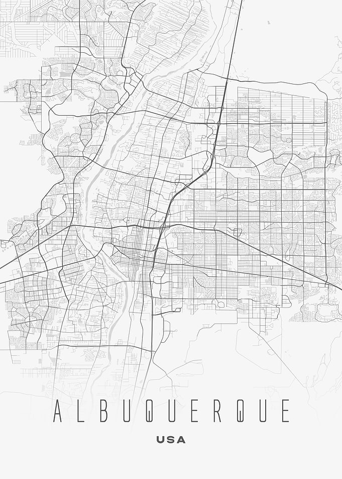 Albuquerque, USA - Minimalist Urban City Map Art