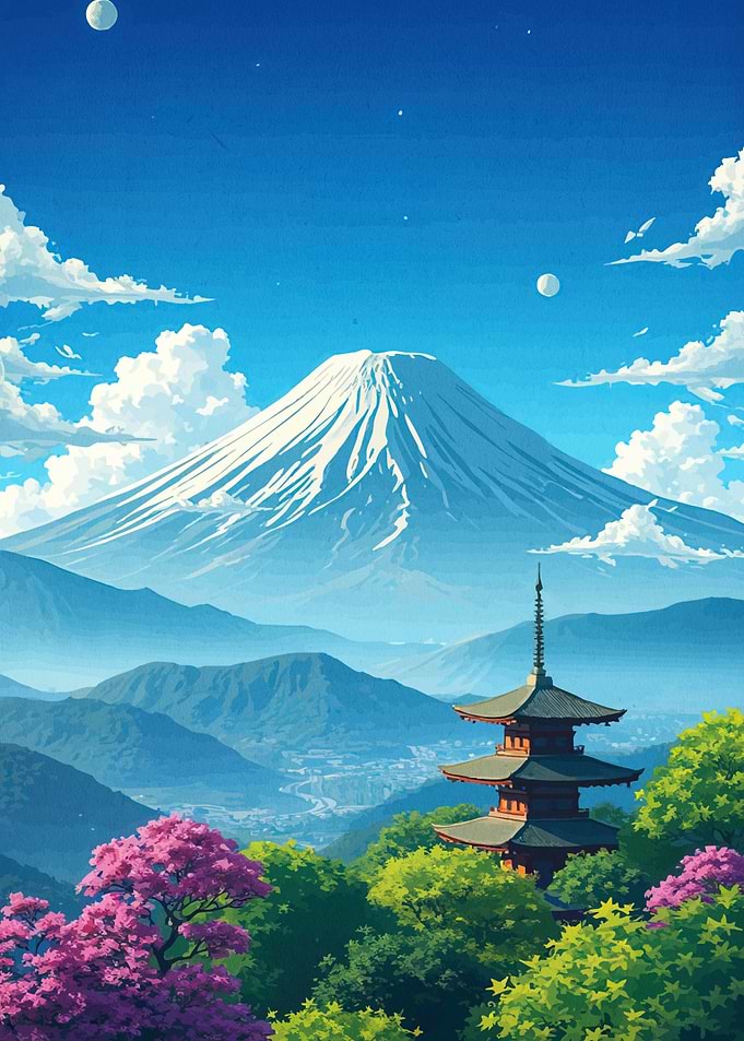 Mount Fuji Pagoda Landscape