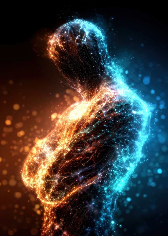 Abstract Figure in Blue and Orange