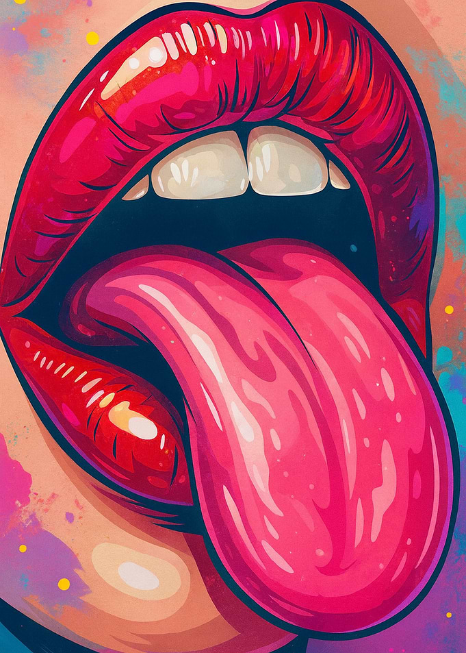 Bright Pink Lips and Tongue Artwork