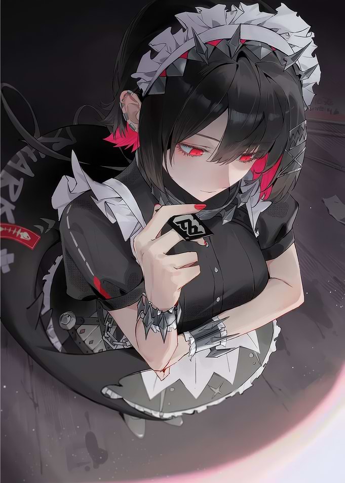 Anime Girl in Maid Outfit with Shark