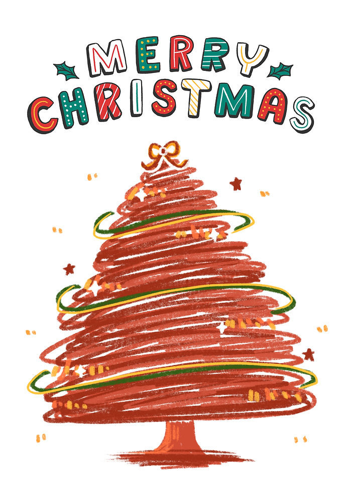 Merry Christmas Tree Illustration