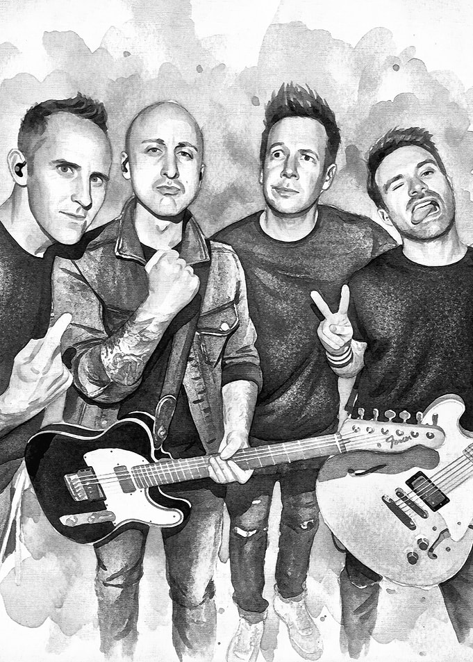 Band Portrait in Watercolor Style