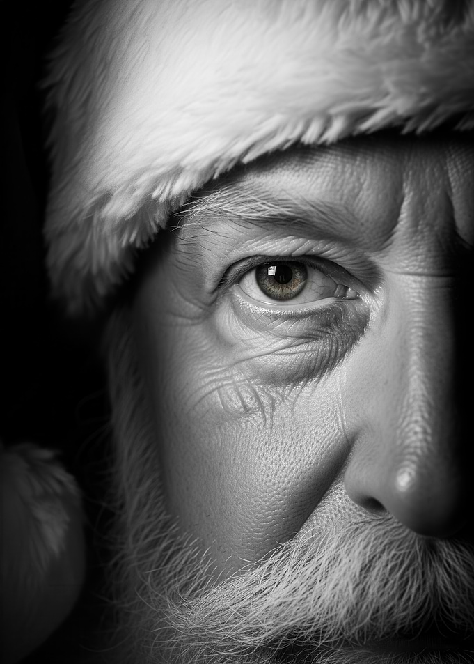 Monochrome Santa Claus Portrait