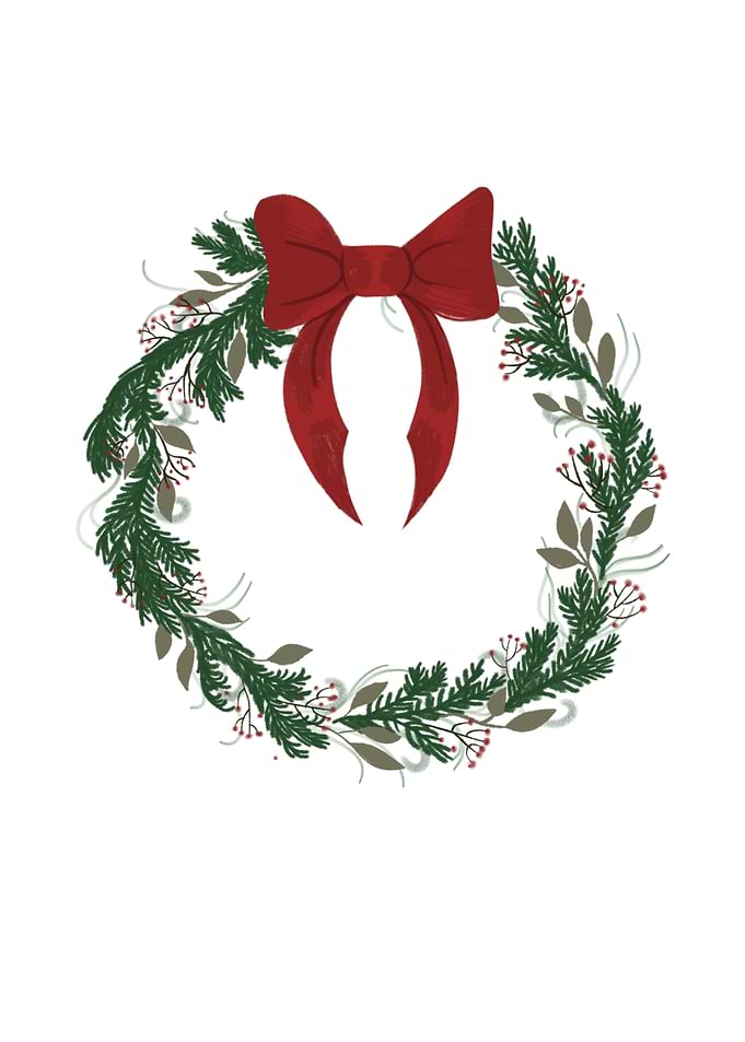 Christmas Wreath with Red Bow