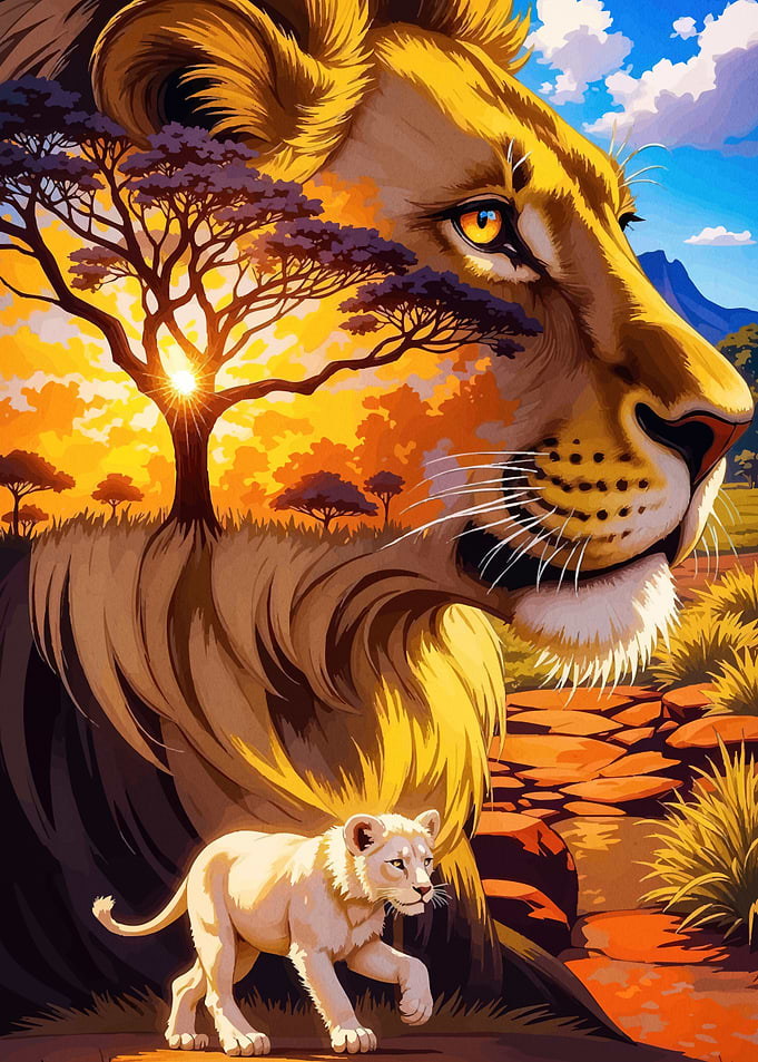 Lion Cub African Landscape