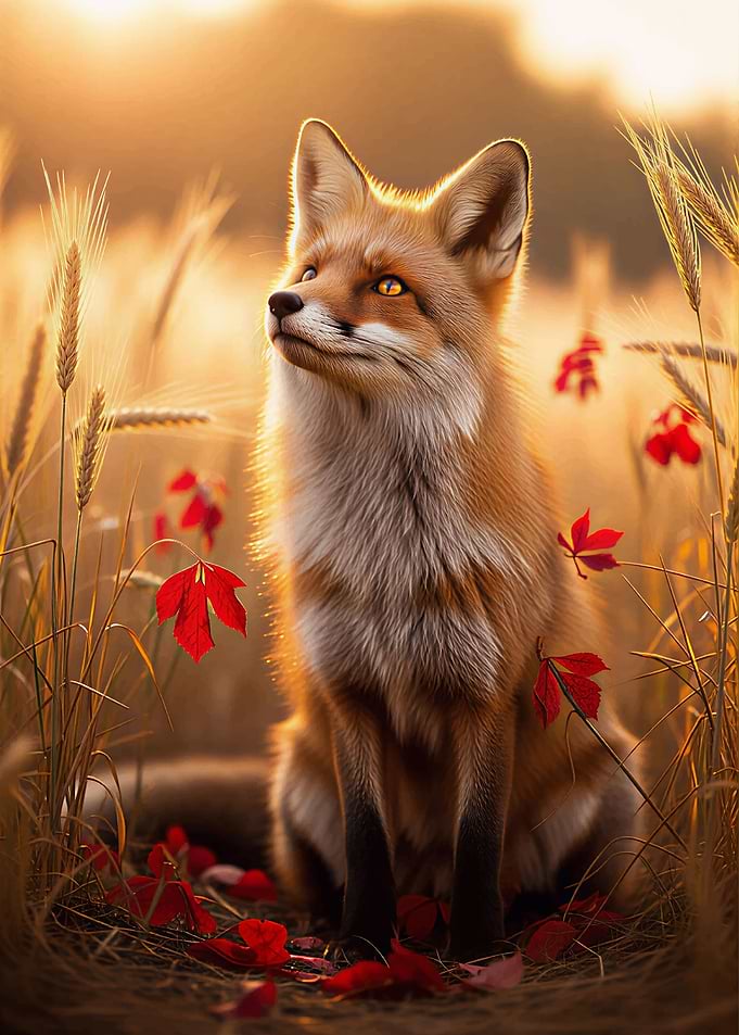 Fox in a wheat field