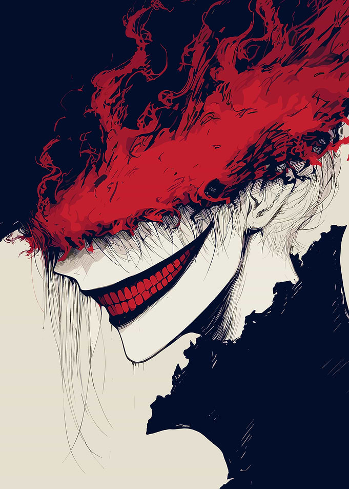 Creepy Smile with Red Flames