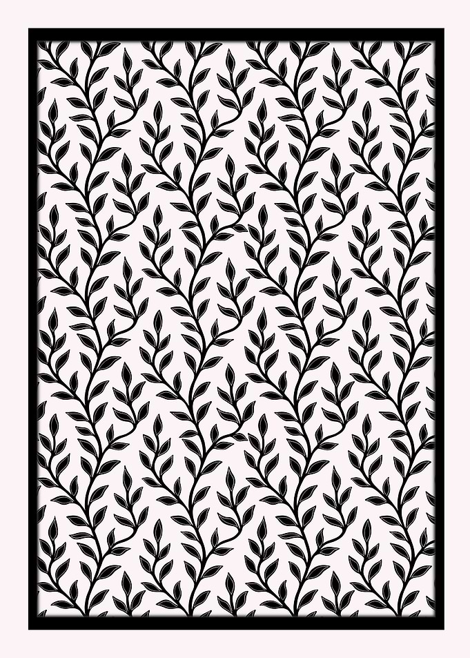 Monochrome Botanica – Black on White Leaf Pattern