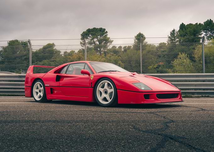 Red Ferrari F40 on Racetrack