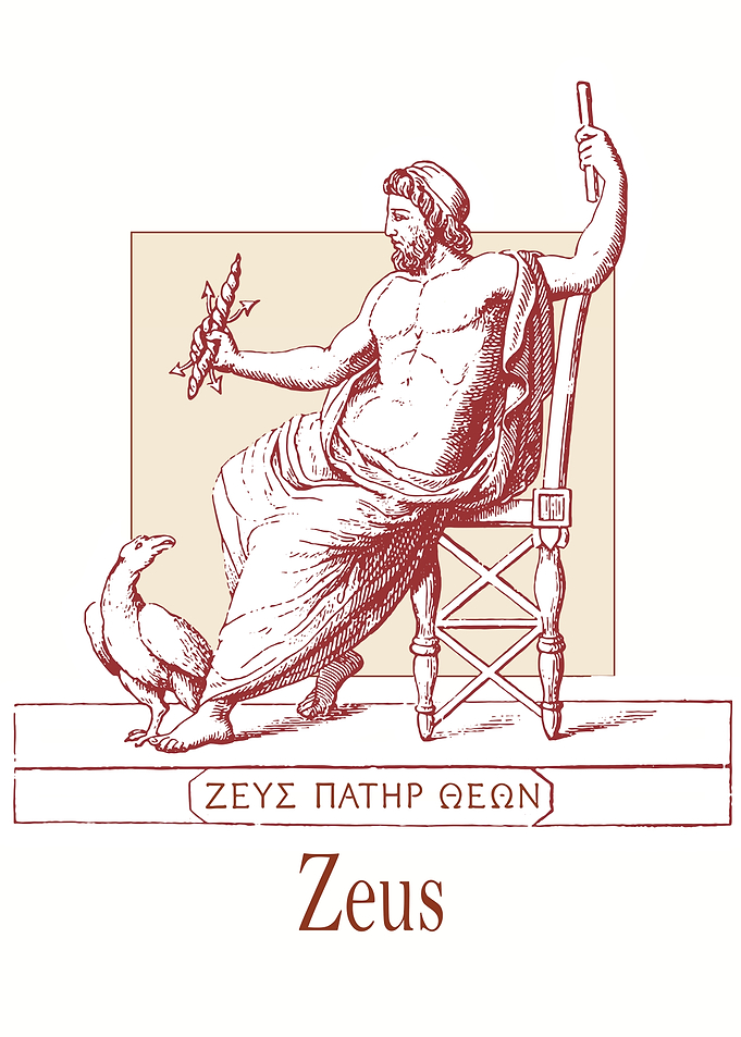 Zeus Illustration with Eagle and Scepter