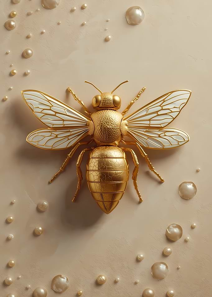 Golden Bee with Pearl Accents