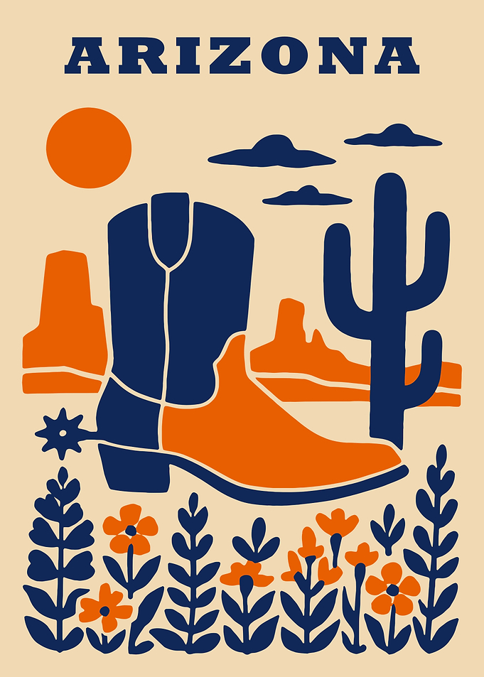 Arizona Desert Cowboy Boot Illustration