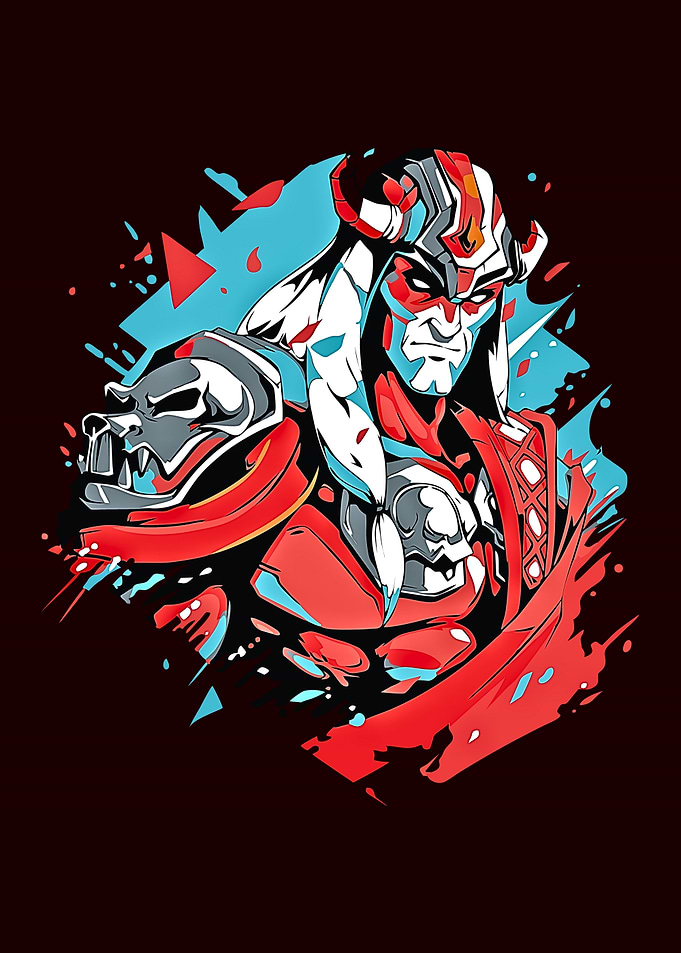 Warrior with Horned Helmet Illustration