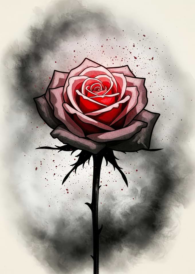 Red and Gray Rose