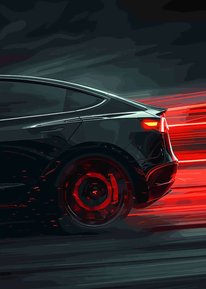 Sleek Black Car with Red Accents