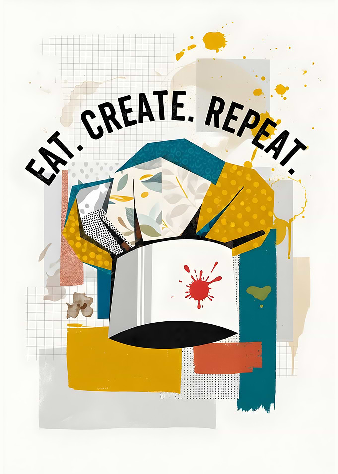 Eat, Create, Repeat Chef Hat Art