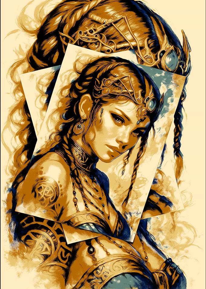 Fantasy Woman Portrait with Gold Accents