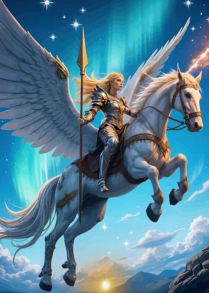 Winged Horse Rider Fantasy Landscape