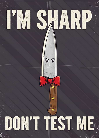 Sharp Knife with Bowtie Illustration