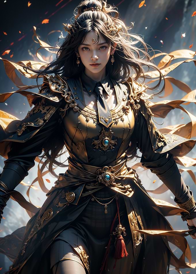 Fantasy Warrior Woman in Golden Armor