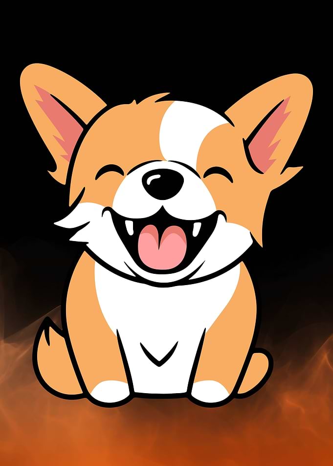Happy Corgi Cartoon Illustration