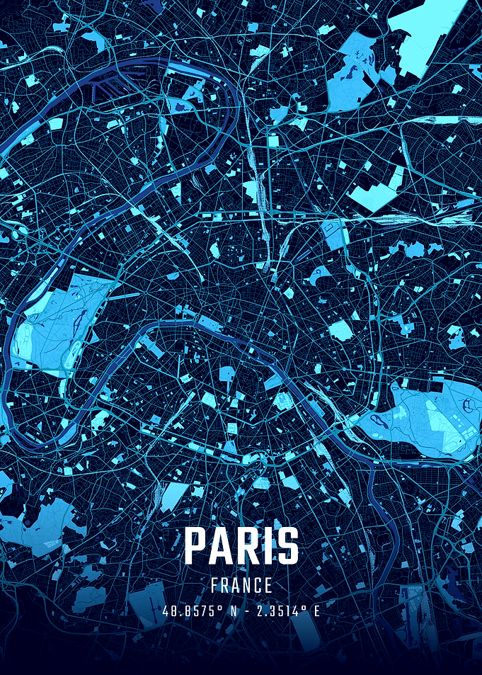 Paris Midnight City Map