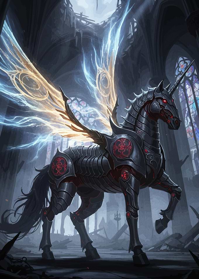 Armored Unicorn Gothic Ruins