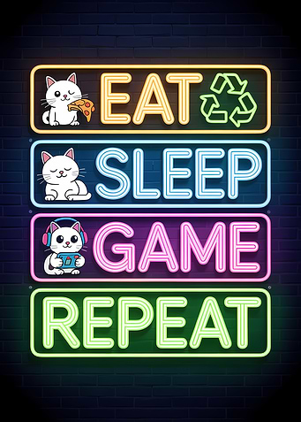 Eat Sleep Game Repeat Neon Sign