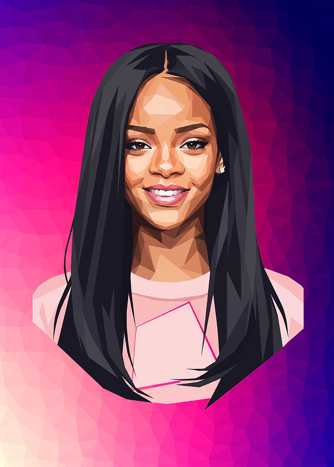 Rihanna Portrait Low Poly Art